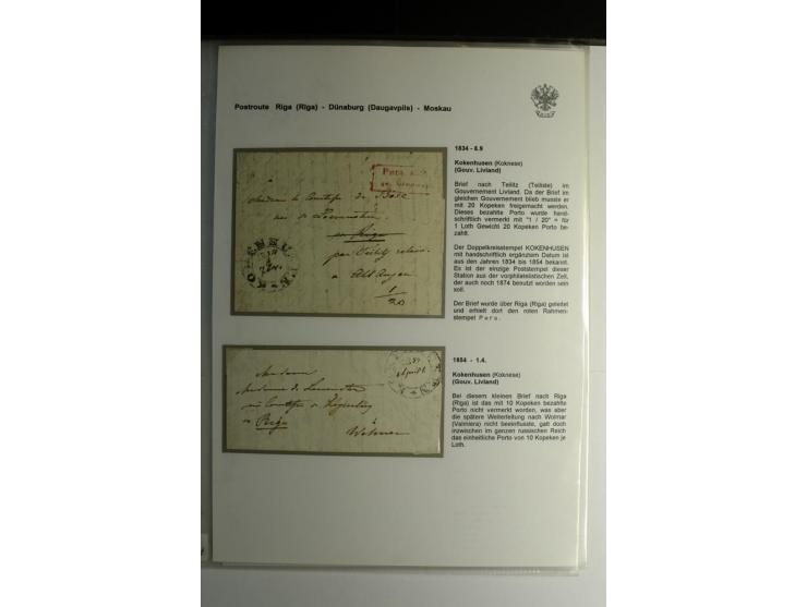 POSTROUTE RIGA-DÜNABURG-MOSKAU: 1828/54, Sammlung von 6 Briefen, dabei "POST OHGER", drei Briefe mit Stempeln von "KOKENHUSEN