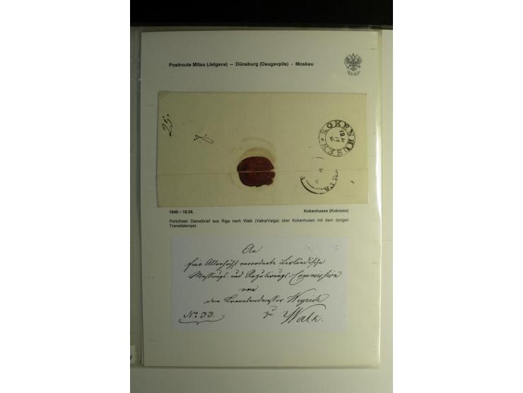 POSTROUTE RIGA-DÜNABURG-MOSKAU: 1828/54, Sammlung von 6 Briefen, dabei "POST OHGER", drei Briefe mit Stempeln von "KOKENHUSEN