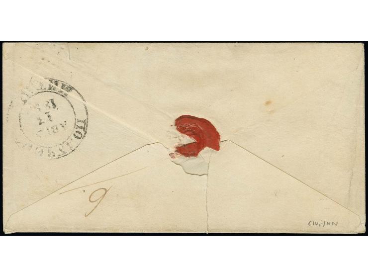 10 K. dunkelbraun/hellblau, allseits breitrandig mit klarem Nummernstempel "239" LIBAU und nebengesetztem L2 auf Umschlag nac