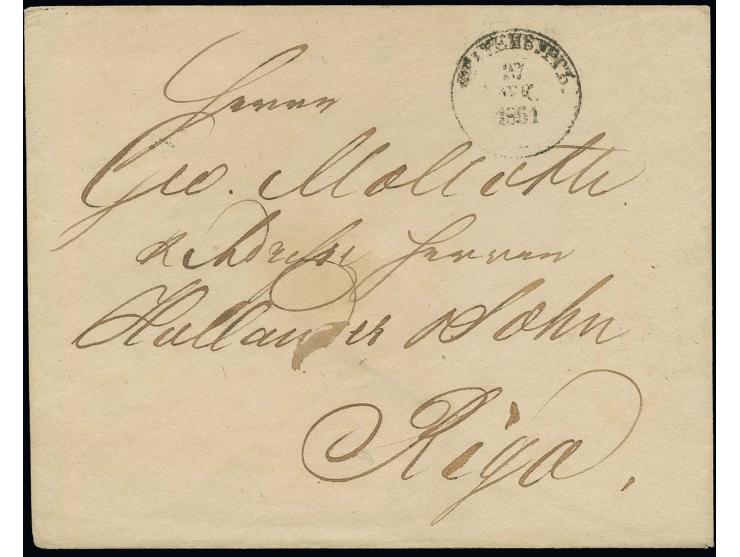 "242" FRAUENBURG rückseitig auf Wertstempel eines Ganzsachenumschlags 20 K. blau nach Riga, tadellos, selten