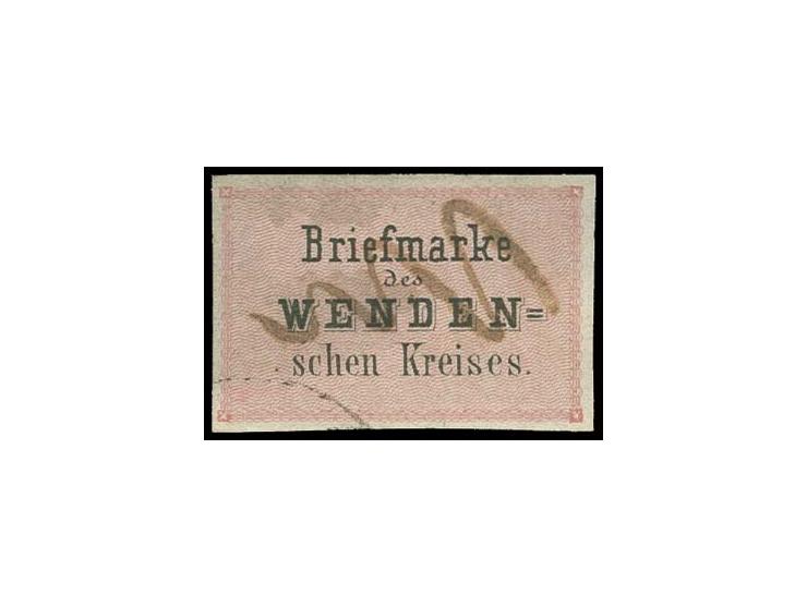 1863, 2 K. hellrosa/schwarz, allseits gut gerandet, sauber mit Federzug und kleinem Stempelteil entwertet, Pracht
