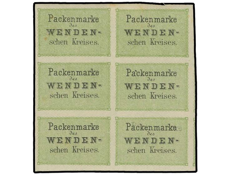  NACHDRUCKE: 4 K. blaugrün/schwarz im 6er-Block, ungebraucht bzw. vier Werte postfrisch, gute Erhaltung