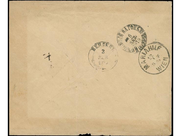 1875, Kreispost von Wenden 2 K. grün/rot mit Federzug, in Kombination mit Russland 1875, 8 K. grau/karmin mit Stempel "WENDEN