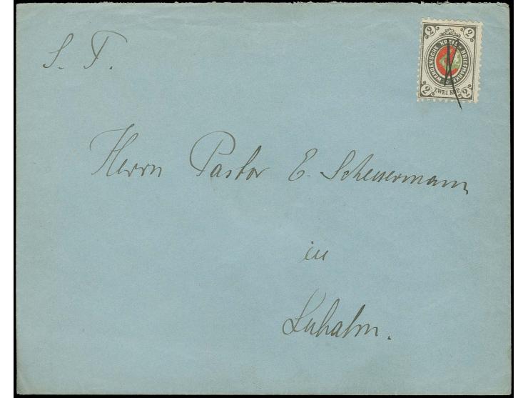 2 K. schwarzgrau/rot/grün mit Federzug auf Brief innerhalb des Wendenschen Kreises, gute Erhaltung