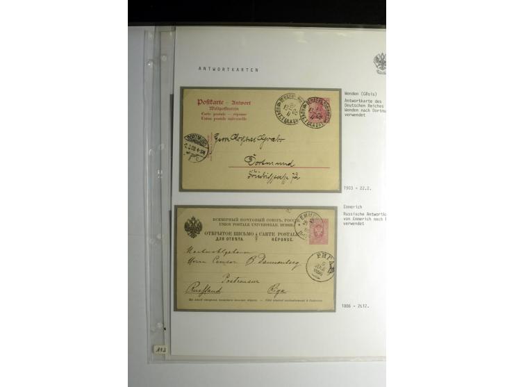 ANTWORTKARTEN: 1886/1903, 6 gebrauchte Antwortkarten von Russland nach Deutschland und umgekehrt, dabei zweimal Russland P12A