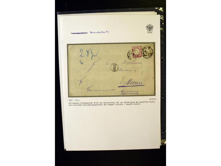 BESONDERHEITEN: 1874/1917, 7 Briefe und Karten, dabei u.a. ein Brief Deutsches Reich Mi.-Nr. 19 und 22 auf Brief nach Mitau, 