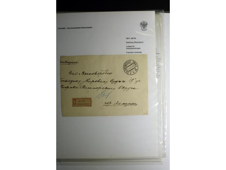 GOUVERNEMENTS-POSTCOMPTOIR: 1888/1917, Livland/Kurland/Witebsk, umfangreiche Sammlung von über 200 Briefen und Karten, dabei 