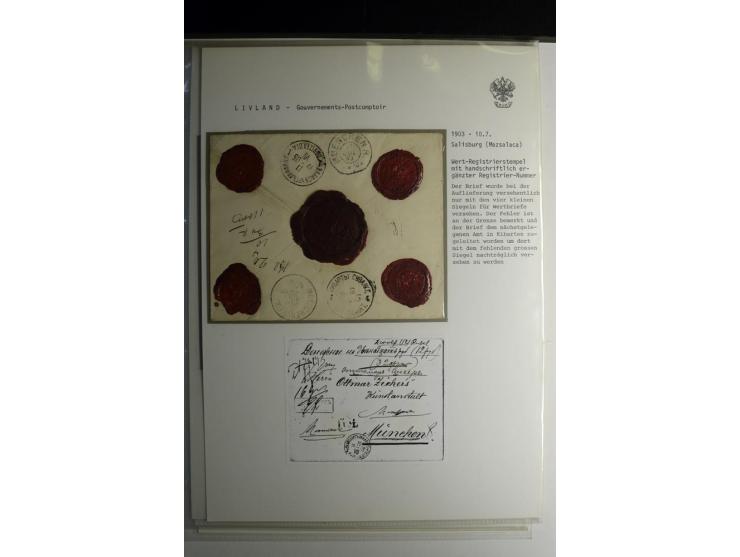 GOUVERNEMENTS-POSTCOMPTOIR: 1888/1917, Livland/Kurland/Witebsk, umfangreiche Sammlung von über 200 Briefen und Karten, dabei 