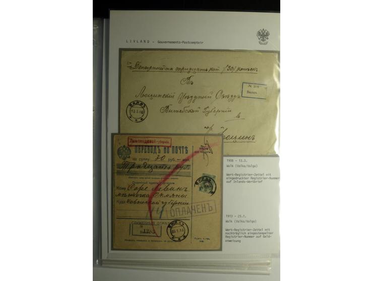 GOUVERNEMENTS-POSTCOMPTOIR: 1888/1917, Livland/Kurland/Witebsk, umfangreiche Sammlung von über 200 Briefen und Karten, dabei 