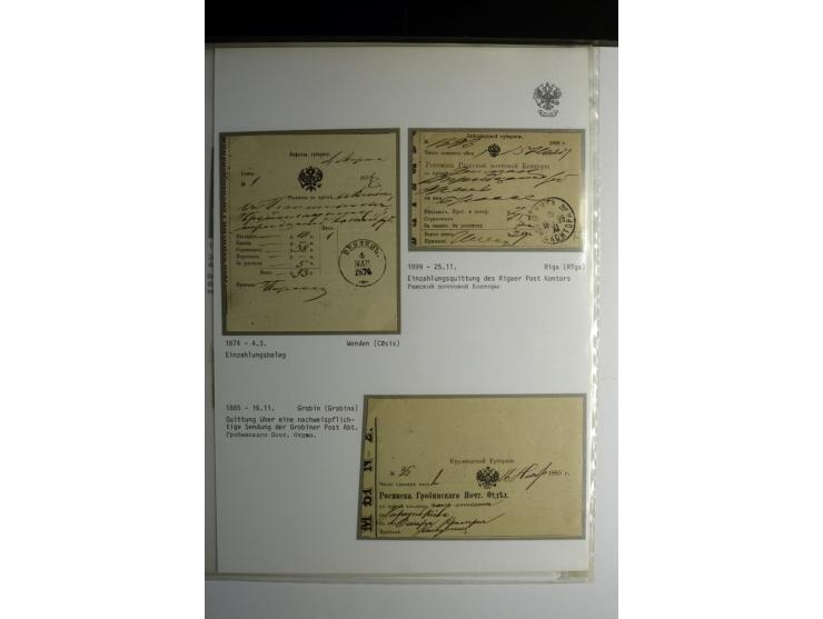 POSTQUITTUNGEN: 1803/1917, interessante Sammlung von über 30 Stück, dabei zwei frühe Quittungen über Zeitungsgeld sowie 2 je 