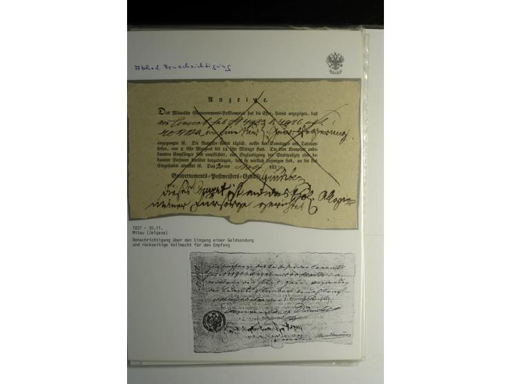 POSTQUITTUNGEN: 1803/1917, interessante Sammlung von über 30 Stück, dabei zwei frühe Quittungen über Zeitungsgeld sowie 2 je 