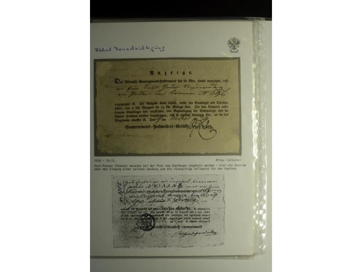 POSTQUITTUNGEN: 1803/1917, interessante Sammlung von über 30 Stück, dabei zwei frühe Quittungen über Zeitungsgeld sowie 2 je 