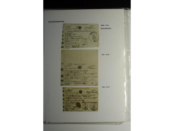 POSTQUITTUNGEN: 1803/1917, interessante Sammlung von über 30 Stück, dabei zwei frühe Quittungen über Zeitungsgeld sowie 2 je 