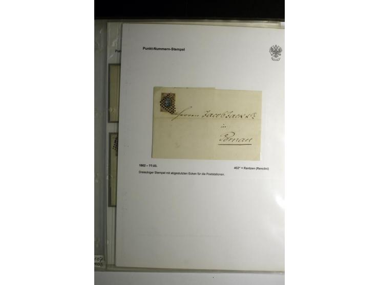 PUNKTNUMMERN-STEMPEL: Hochinteressante Sammlung von einigen Einzelmarken und 16 Briefen (meist mit Russland Mi.-Nr. 5 frankie