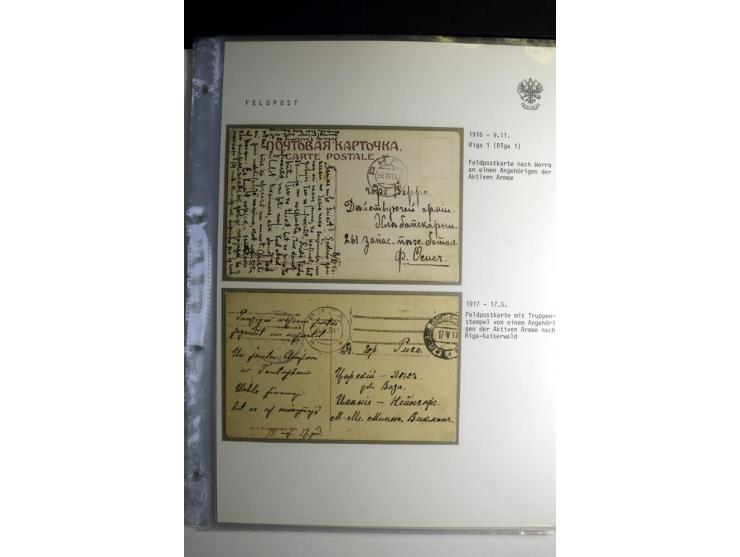 RUSSISCHE FELDPOST: 1914/17, sehr interessante Sammlung von über 50 Karten und Briefen, dabei Feldpost von russischen Einheit