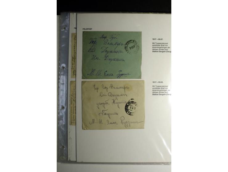 RUSSISCHE FELDPOST: 1914/17, sehr interessante Sammlung von über 50 Karten und Briefen, dabei Feldpost von russischen Einheit