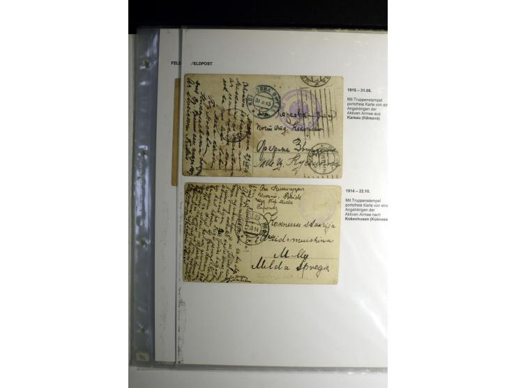 RUSSISCHE FELDPOST: 1914/17, sehr interessante Sammlung von über 50 Karten und Briefen, dabei Feldpost von russischen Einheit