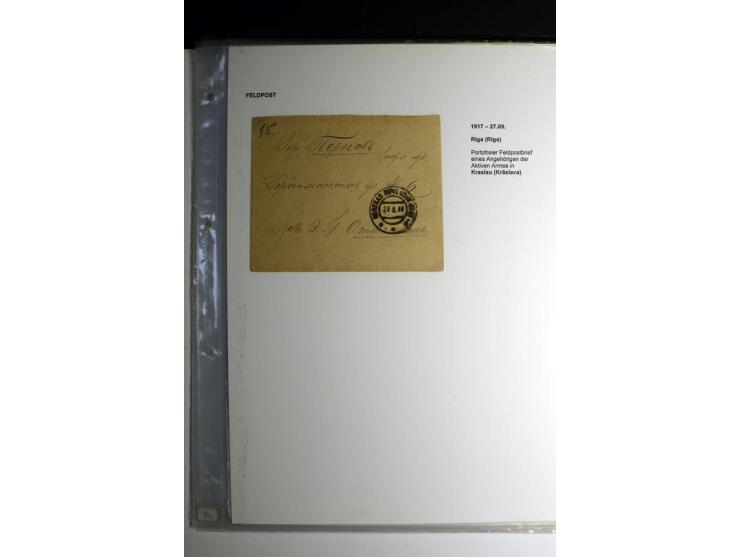 RUSSISCHE FELDPOST: 1914/17, sehr interessante Sammlung von über 50 Karten und Briefen, dabei Feldpost von russischen Einheit