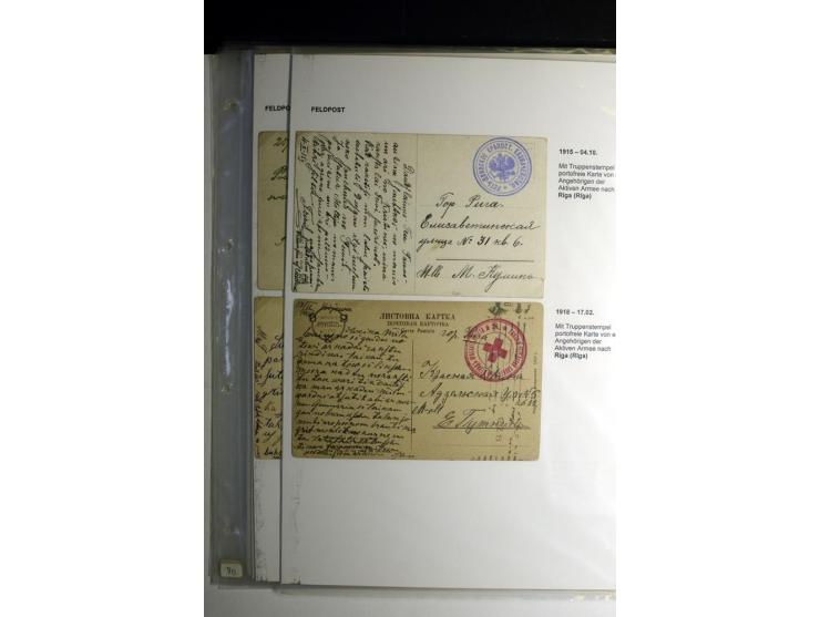 RUSSISCHE FELDPOST: 1914/17, sehr interessante Sammlung von über 50 Karten und Briefen, dabei Feldpost von russischen Einheit