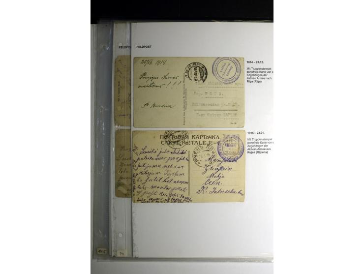 RUSSISCHE FELDPOST: 1914/17, sehr interessante Sammlung von über 50 Karten und Briefen, dabei Feldpost von russischen Einheit