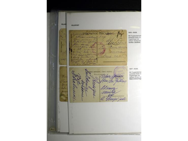 RUSSISCHE FELDPOST: 1914/17, sehr interessante Sammlung von über 50 Karten und Briefen, dabei Feldpost von russischen Einheit