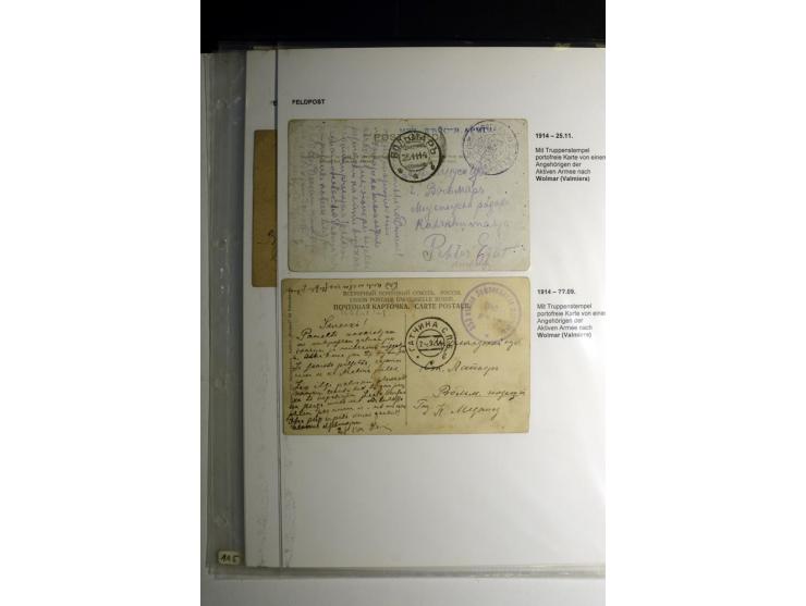 RUSSISCHE FELDPOST: 1914/17, sehr interessante Sammlung von über 50 Karten und Briefen, dabei Feldpost von russischen Einheit