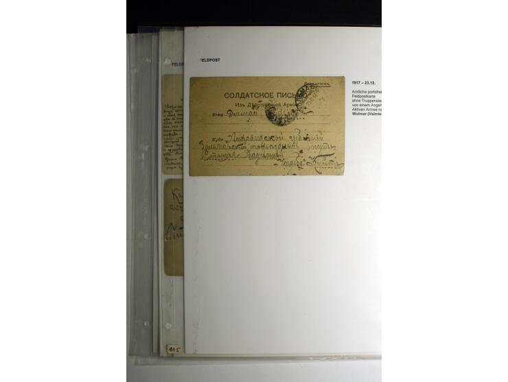 RUSSISCHE FELDPOST: 1914/17, sehr interessante Sammlung von über 50 Karten und Briefen, dabei Feldpost von russischen Einheit