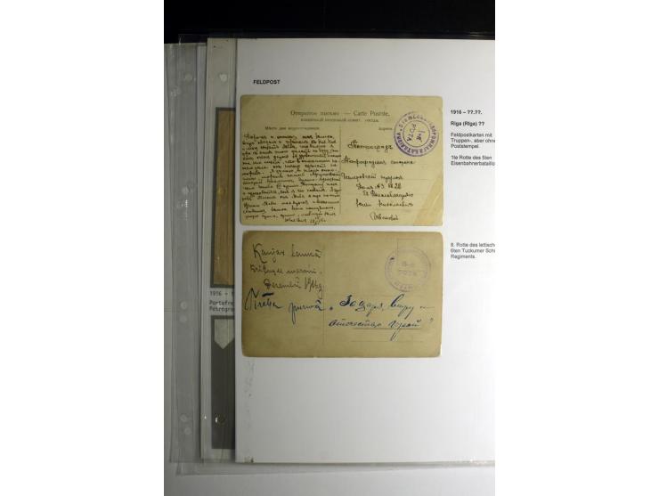 RUSSISCHE FELDPOST: 1914/17, sehr interessante Sammlung von über 50 Karten und Briefen, dabei Feldpost von russischen Einheit