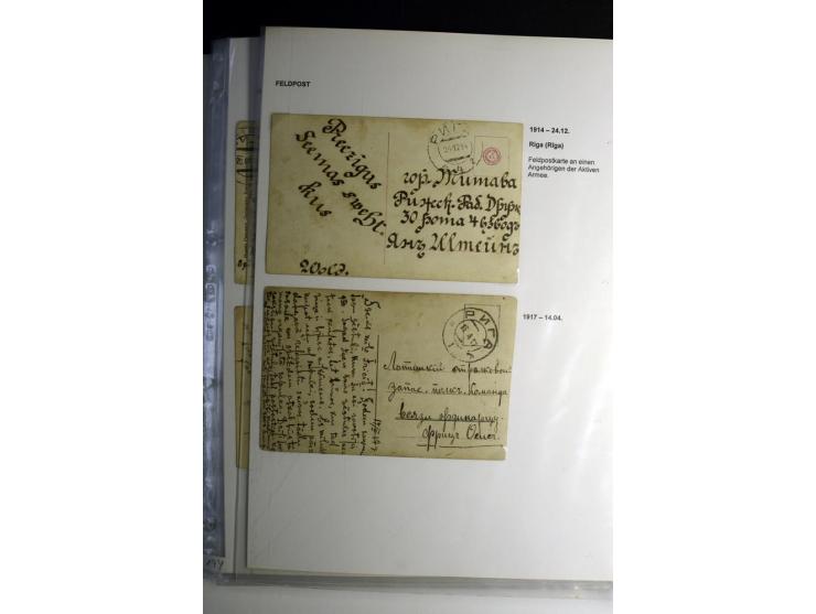 RUSSISCHE FELDPOST: 1914/17, sehr interessante Sammlung von über 50 Karten und Briefen, dabei Feldpost von russischen Einheit