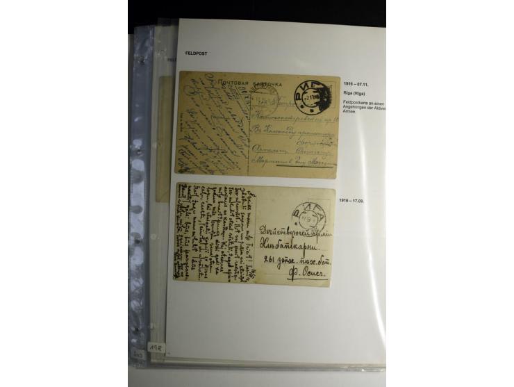 RUSSISCHE FELDPOST: 1914/17, sehr interessante Sammlung von über 50 Karten und Briefen, dabei Feldpost von russischen Einheit