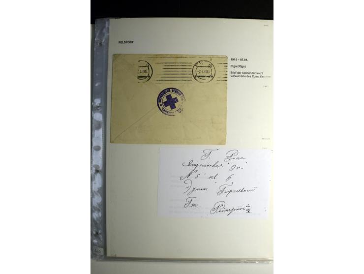 RUSSISCHE FELDPOST: 1914/17, sehr interessante Sammlung von über 50 Karten und Briefen, dabei Feldpost von russischen Einheit