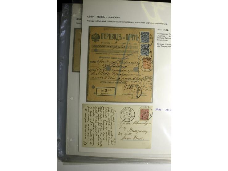 RUSSISCHE NORMSTEMPEL: AAHOF bis ELLEY: 1864/1916, über 80 Briefe, Einschreiben, Paketkarten und Ganzsachen, dabei bessere St
