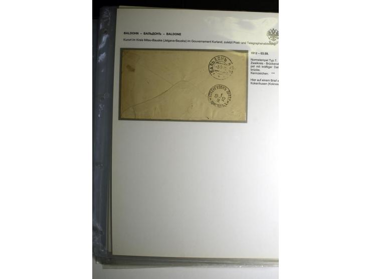 RUSSISCHE NORMSTEMPEL: AAHOF bis ELLEY: 1864/1916, über 80 Briefe, Einschreiben, Paketkarten und Ganzsachen, dabei bessere St