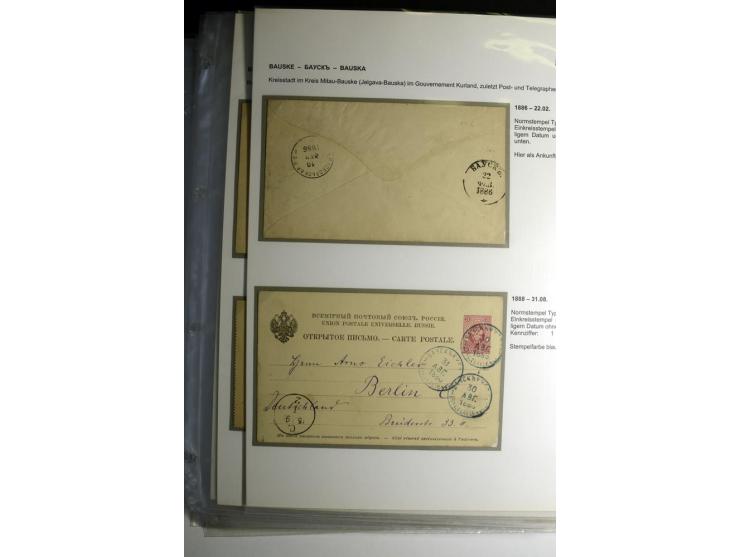 RUSSISCHE NORMSTEMPEL: AAHOF bis ELLEY: 1864/1916, über 80 Briefe, Einschreiben, Paketkarten und Ganzsachen, dabei bessere St