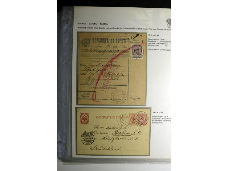 RUSSISCHE NORMSTEMPEL: AAHOF bis ELLEY: 1864/1916, über 80 Briefe, Einschreiben, Paketkarten und Ganzsachen, dabei bessere St