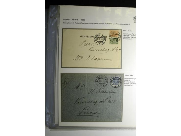 RUSSISCHE NORMSTEMPEL: AAHOF bis ELLEY: 1864/1916, über 80 Briefe, Einschreiben, Paketkarten und Ganzsachen, dabei bessere St
