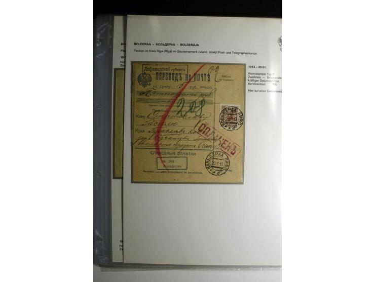 RUSSISCHE NORMSTEMPEL: AAHOF bis ELLEY: 1864/1916, über 80 Briefe, Einschreiben, Paketkarten und Ganzsachen, dabei bessere St