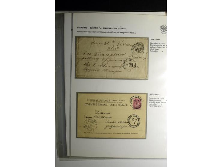 RUSSISCHE NORMSTEMPEL: AAHOF bis ELLEY: 1864/1916, über 80 Briefe, Einschreiben, Paketkarten und Ganzsachen, dabei bessere St