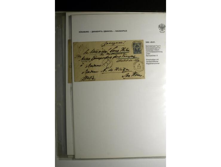 RUSSISCHE NORMSTEMPEL: AAHOF bis ELLEY: 1864/1916, über 80 Briefe, Einschreiben, Paketkarten und Ganzsachen, dabei bessere St