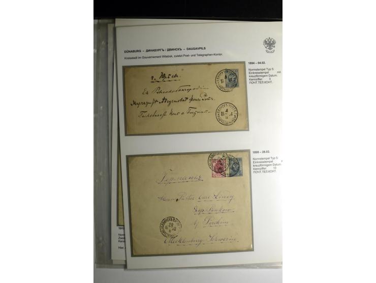 RUSSISCHE NORMSTEMPEL: AAHOF bis ELLEY: 1864/1916, über 80 Briefe, Einschreiben, Paketkarten und Ganzsachen, dabei bessere St