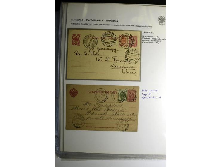 RUSSISCHE NORMSTEMPEL: AAHOF bis ELLEY: 1864/1916, über 80 Briefe, Einschreiben, Paketkarten und Ganzsachen, dabei bessere St