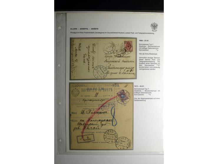 RUSSISCHE NORMSTEMPEL: AAHOF bis ELLEY: 1864/1916, über 80 Briefe, Einschreiben, Paketkarten und Ganzsachen, dabei bessere St