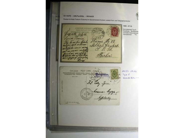 RUSSISCHE NORMSTEMPEL: AAHOF bis ELLEY: 1864/1916, über 80 Briefe, Einschreiben, Paketkarten und Ganzsachen, dabei bessere St