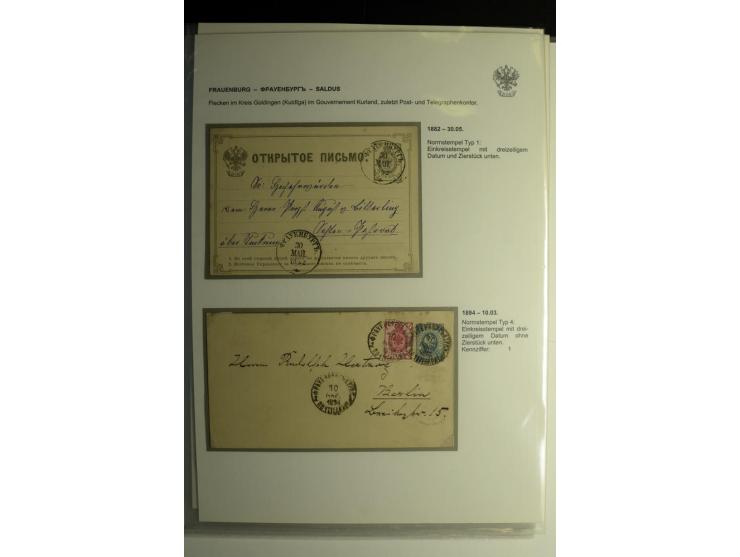 FRAUENBURG bis JAKOBSTADT:1872/1915, über 50 Briefe, Einschreiben, Paketkarten, Wertbriefe und Ganzsachen, dabei bessere Stem