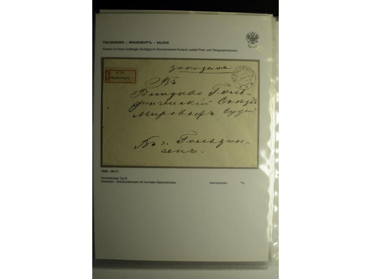 FRAUENBURG bis JAKOBSTADT:1872/1915, über 50 Briefe, Einschreiben, Paketkarten, Wertbriefe und Ganzsachen, dabei bessere Stem