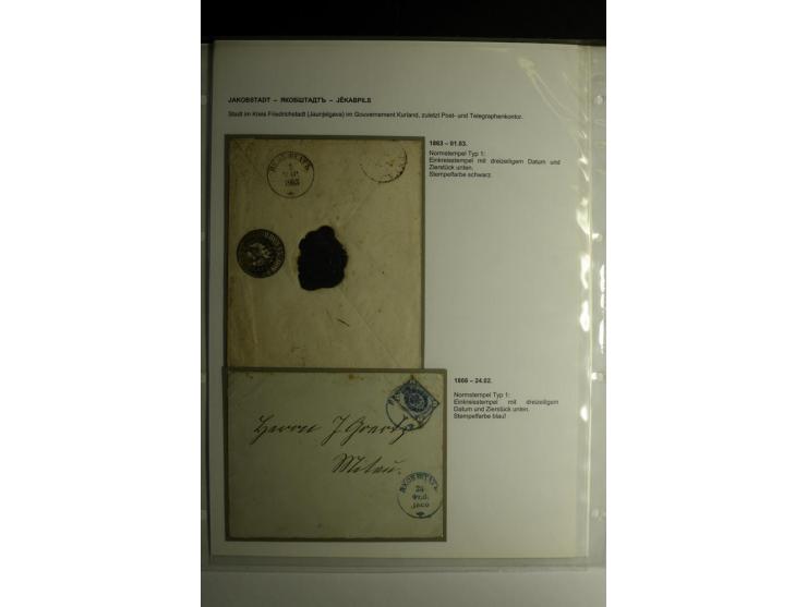 FRAUENBURG bis JAKOBSTADT:1872/1915, über 50 Briefe, Einschreiben, Paketkarten, Wertbriefe und Ganzsachen, dabei bessere Stem