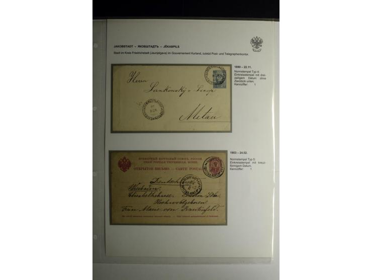FRAUENBURG bis JAKOBSTADT:1872/1915, über 50 Briefe, Einschreiben, Paketkarten, Wertbriefe und Ganzsachen, dabei bessere Stem