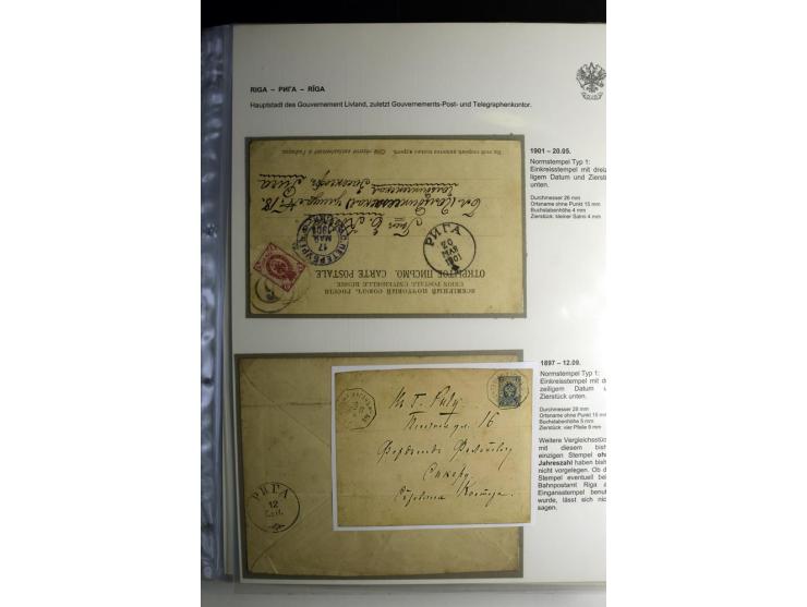 RIGA: 1862/1917, umfangreiche Sammlung von über 100 Briefen und Karten mit vielen Stempeltypen, alles auf Ganzsachen, Einschr