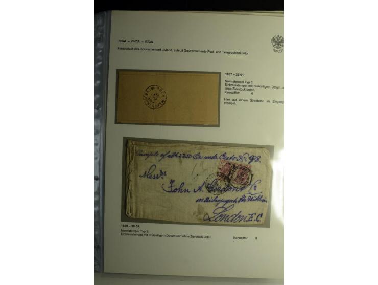 RIGA: 1862/1917, umfangreiche Sammlung von über 100 Briefen und Karten mit vielen Stempeltypen, alles auf Ganzsachen, Einschr