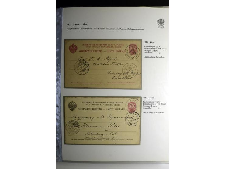 RIGA: 1862/1917, umfangreiche Sammlung von über 100 Briefen und Karten mit vielen Stempeltypen, alles auf Ganzsachen, Einschr